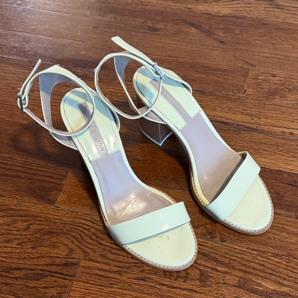 Zara Cream yellow Block Heel Sandals